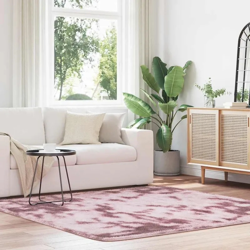 Tapis Shaggy à poils longs NAVARRA rose poudré 200x200 cm