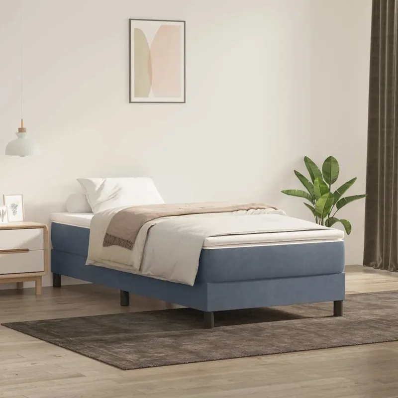letto boxspring senza materasso grigio scuro 80x220 cm velluto
