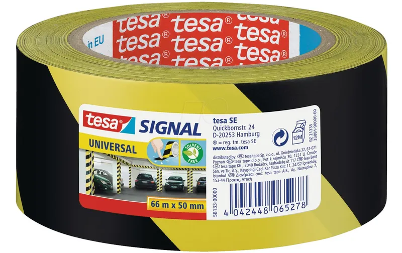 tesa Markierungsband SIGNAL Universal 50 mm x 66 m, noir/jaune
