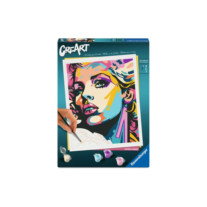 Ravensburger Malen nach Zahlen CreArt, Adults Trend – Farbenfrohe Frau