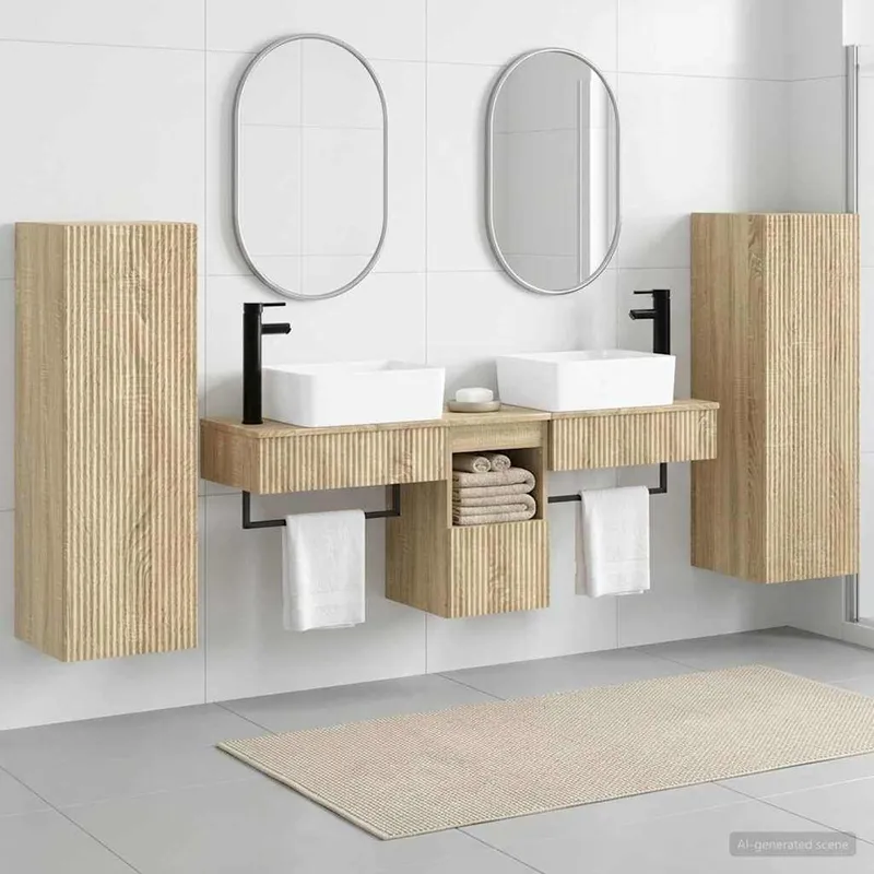 Ensemble de mobilier de salle de bain 5 pc Chêne Sonoma