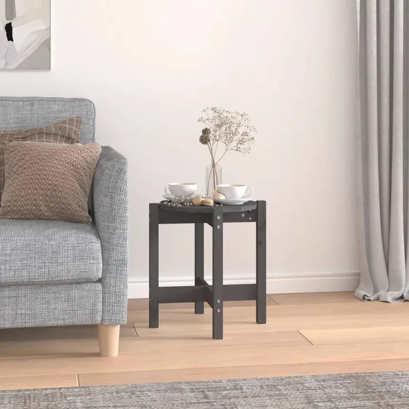 Couchtisch grigio Ø 42,5x45 cm legno massiccio pino