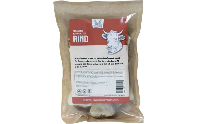Kaufit Kauknochen Rind mit Ochsenziemer, 12 cm, 210 g, 3 Stück