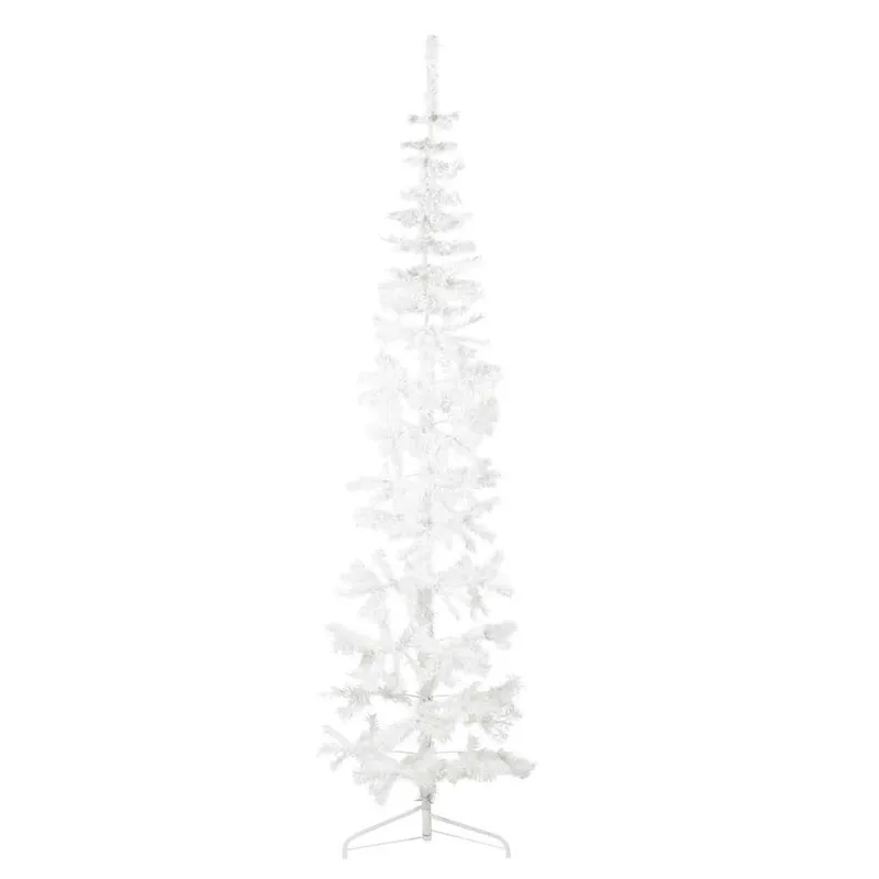 Künstlicher Halb-Weihnachtsbaum mit Ständer Schlank Weiß 210 cm