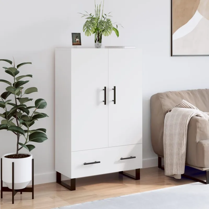 Highboard bianco 69,5x31x115 cm derivato del legno