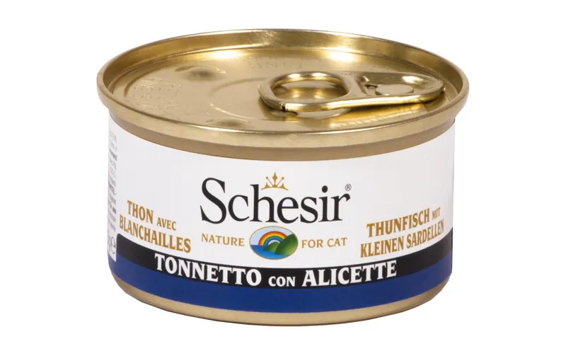Schesir Nassfutter Thunfisch & Sardellen in Brühe, 85 g