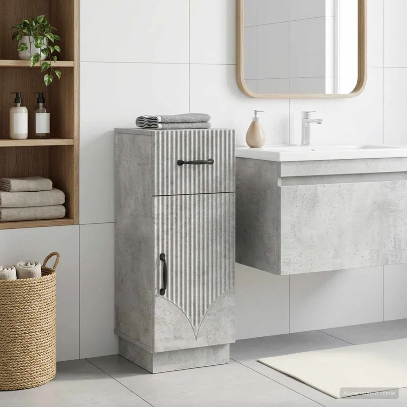 Meuble de Rangement de Salle de Bain HOORN Gris béton