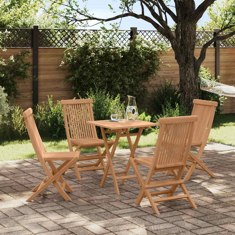 Faltbare Garten-Essgruppe 5 pcs naturale Massivholz Teak