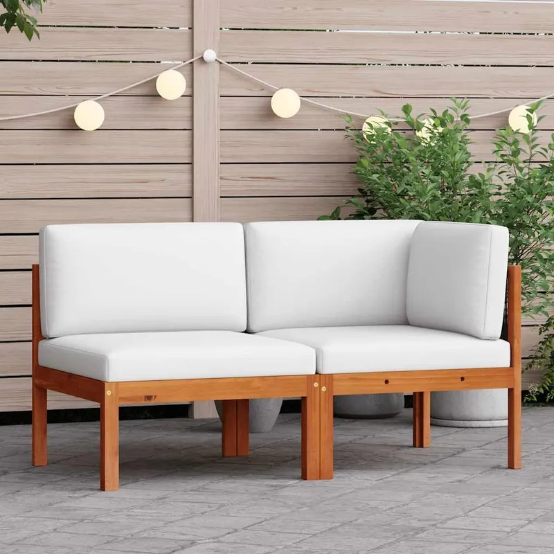 2-teiliges Garten-Lounge-Set mit Kissen Holz Akazie & Seil