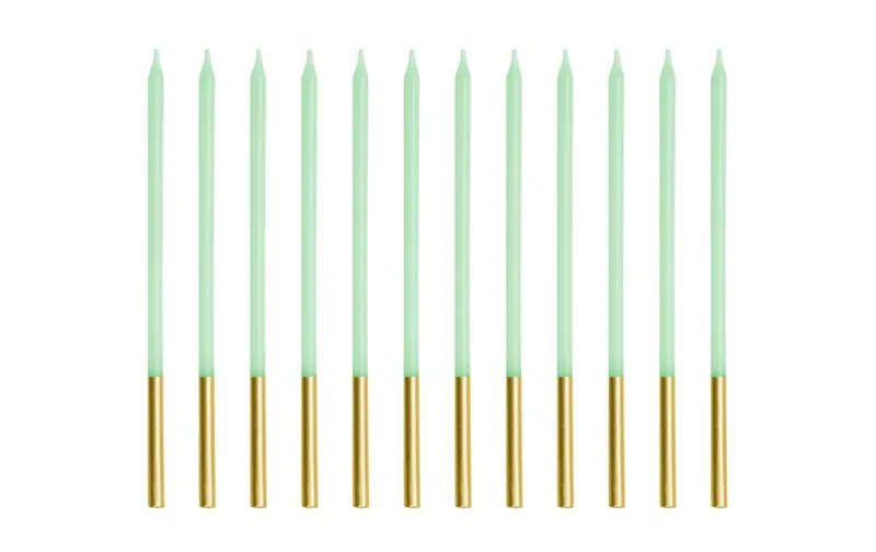 Partydeco Kerze Hellgrün, 14 cm, 12 pieces