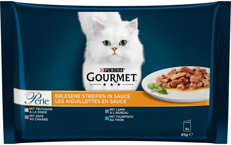 Purina Gourmet Nassfutter Truthahn, Thunfisch, Ente, Lamm 4 x 85g