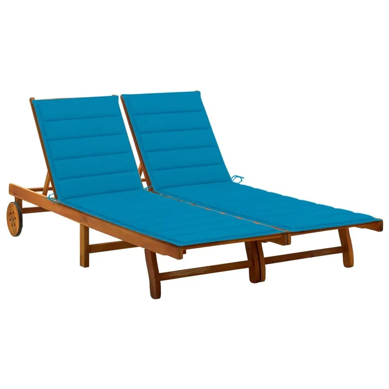 2-Personen-Sonnenliege with Auflagen acacia solid wood
