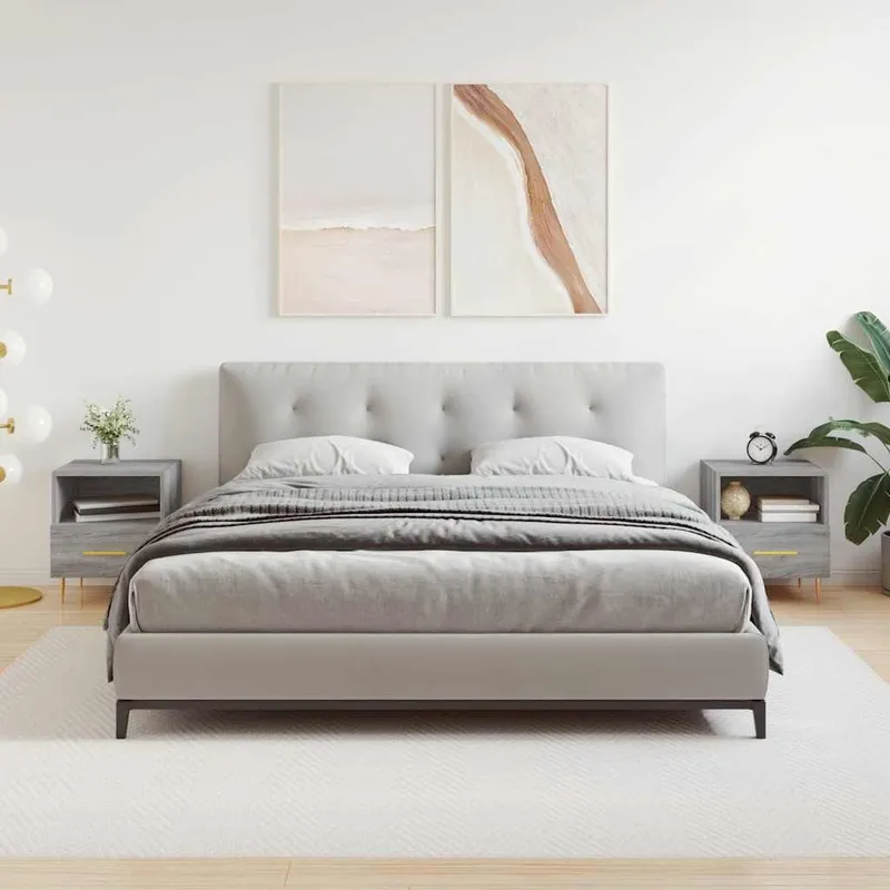 Comodini, 2 pz, Grigio Sonoma, 40x35x47,5 cm, Legno Ingegnerizzato