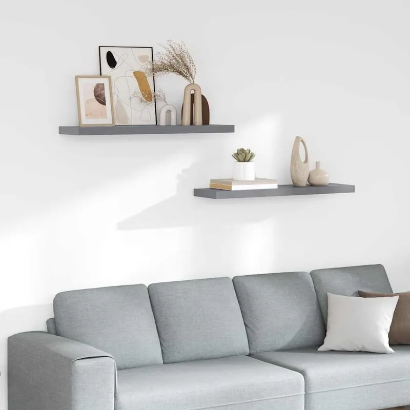 Schwebende Wandregale 2 Stk. grigio 90x23,5x3,8cm MDF
