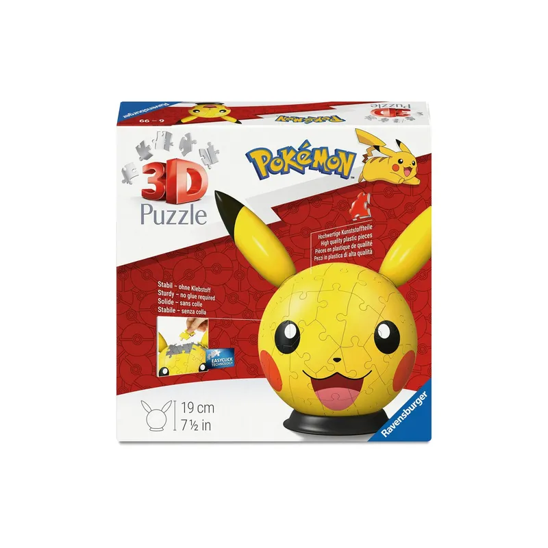 Ravensburger Puzzle 3D Ball Pokémon Pikachu mit Ohren