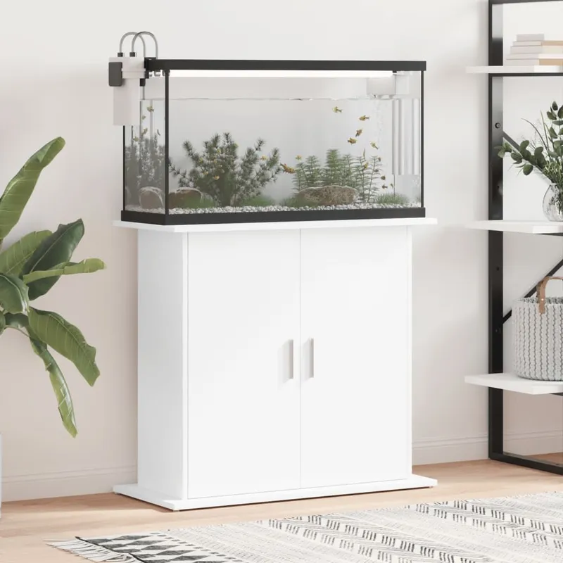 Support pour aquarium blanc 81x36x73 cm bois d'ingénierie