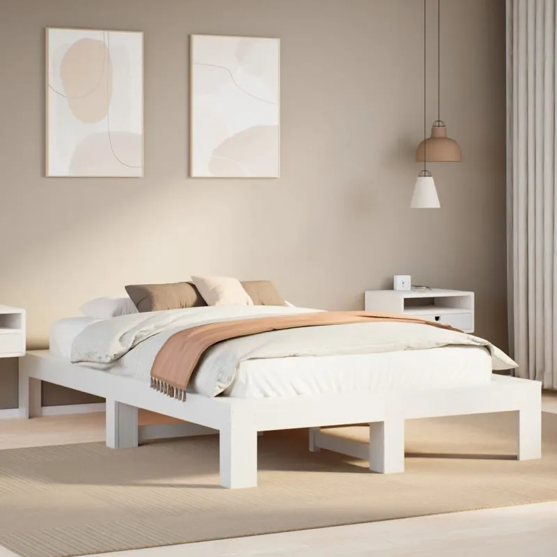 letto in legno massiccio senza materasso bianco 120x200 cm legno di pino