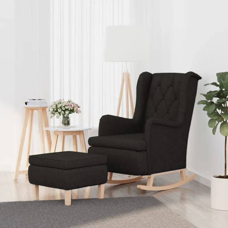 Schaukelsessel mit Hocker nero tessuto