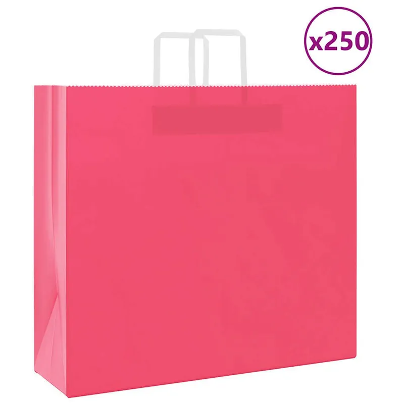 Papiertragetaschen 250 Stk. mit Henkeln Rosa 54x15x49 cm