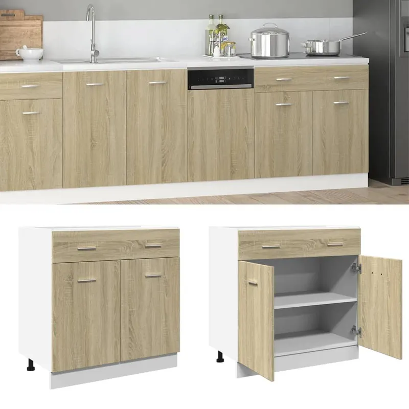 Schubunterschrank Lyon Sonoma-Eiche 80x46x81,5 cm Holzwerkstoff
