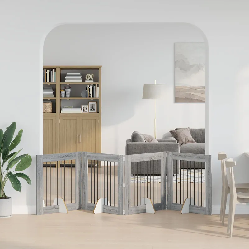 Klappbares Hundetor mit Ständern 4 stk. Sonoma-grigio 321 cm