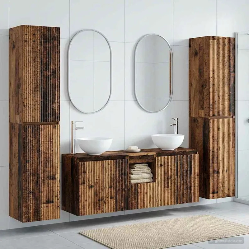 Badezimmermöbel-Set 5 stk. Altholz 33 x 34,5 x 160 cm