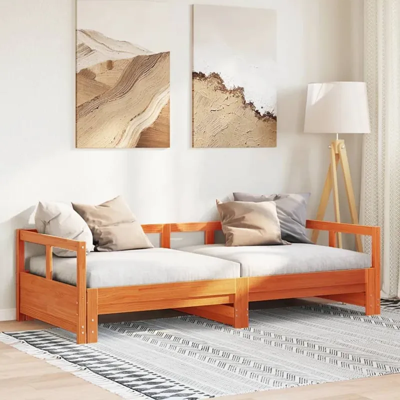divano letto senza materasso marrone cerato 80x200 cm legno massiccio pino