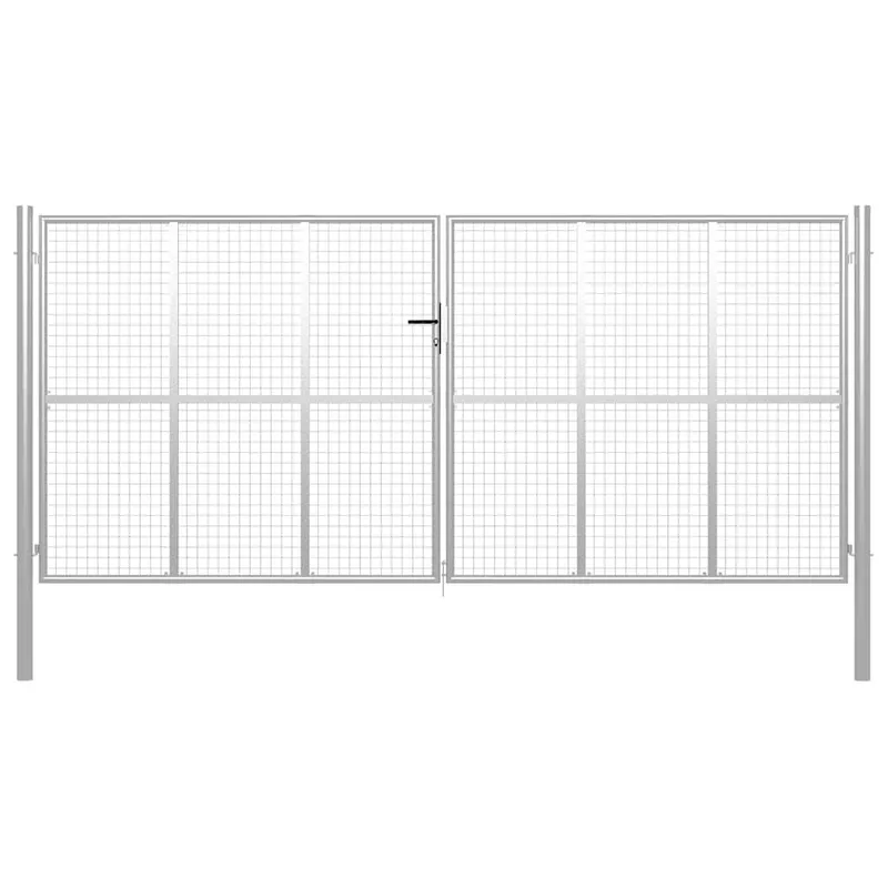 Gartentor verzinkter Stahl 400 x 175 cm Silber