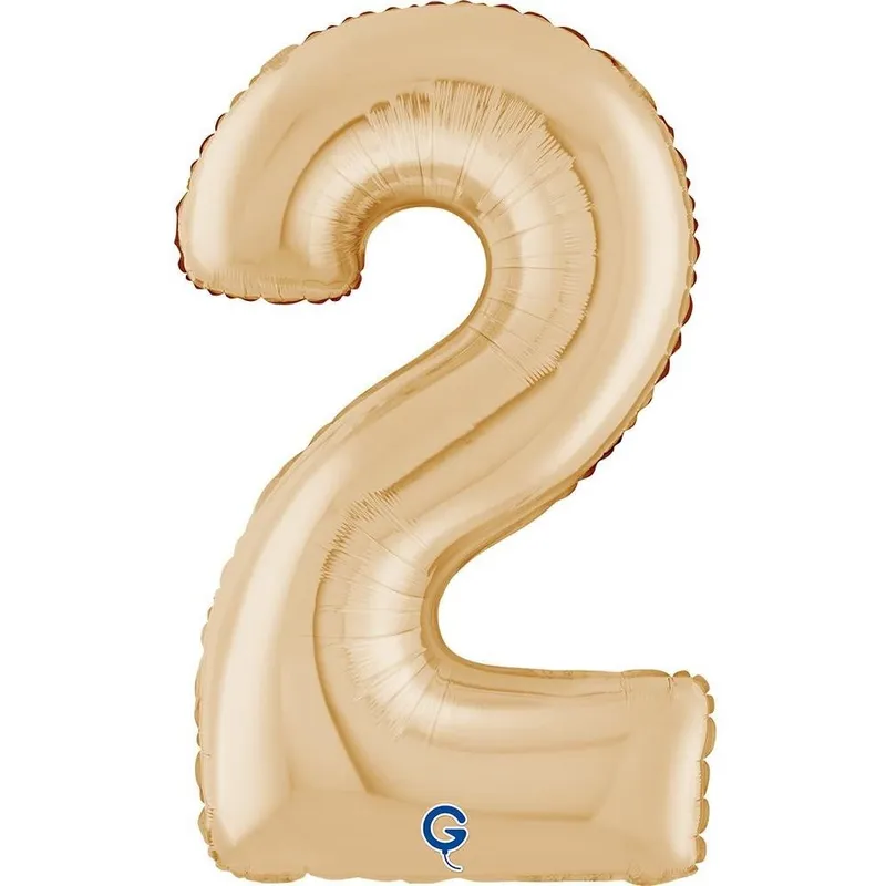 Folienballon Zahl 2, weissgold