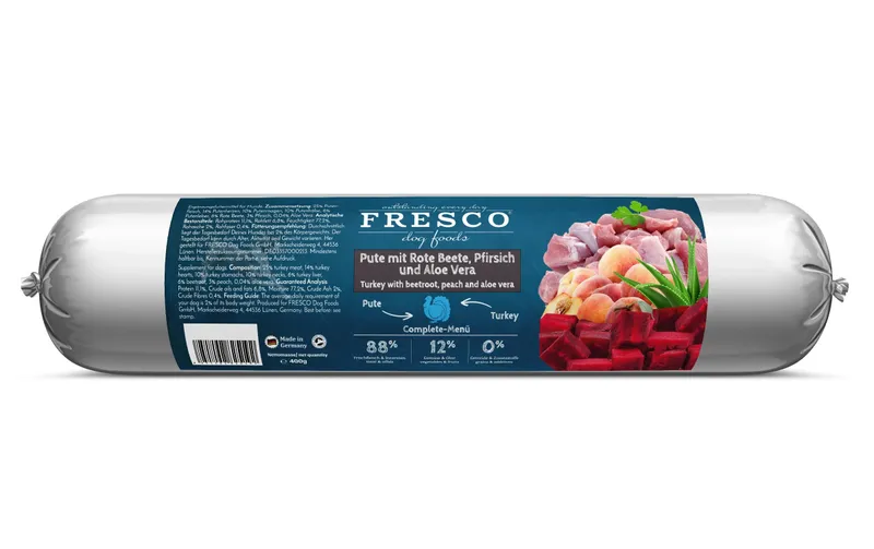 FRESCO Nassfutter BARF Pute mit Rote Beete, 400 g