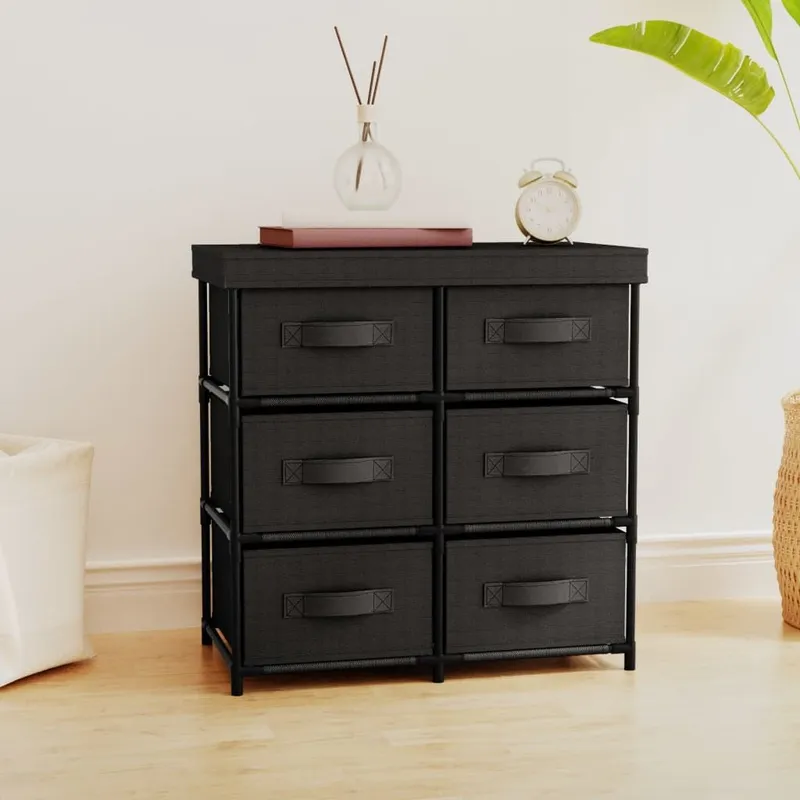 Aufbewahrungsschrank mit 6 Schubladen 55×29×55 cm nero Stahl