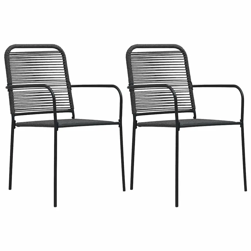 Gartenstühle 2 Stk. Baumwollseil und Stahl Schwarz