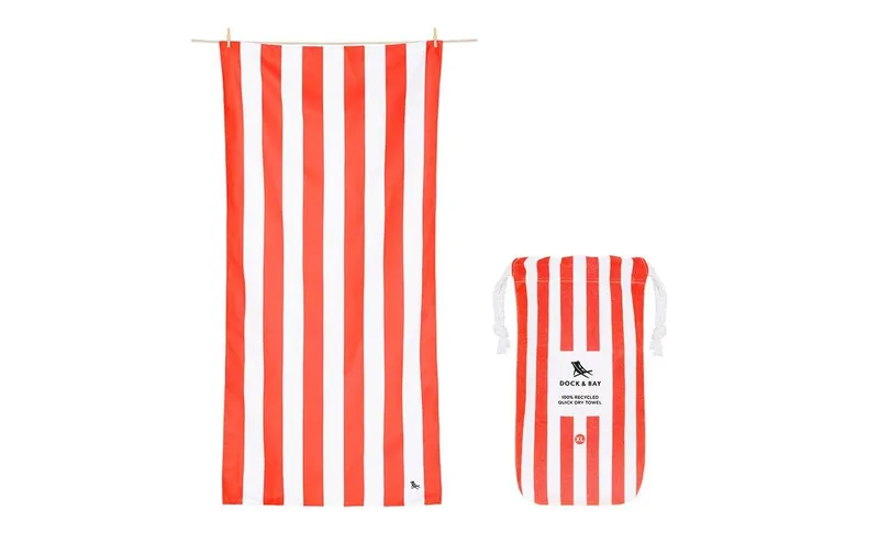 Dock & Bay Strandtuch Cabana 200 cm x 90 cm, Weiss, Rot