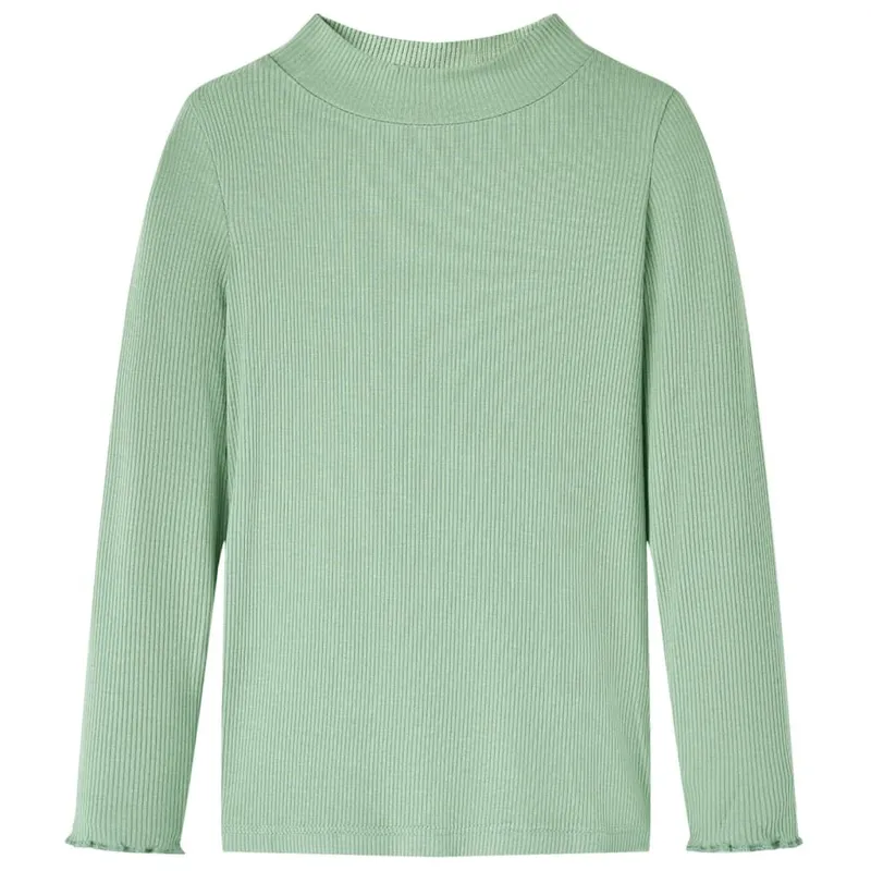 Kinder-Langarmshirt Halbrollkragen Dunkles Minzgrün 128