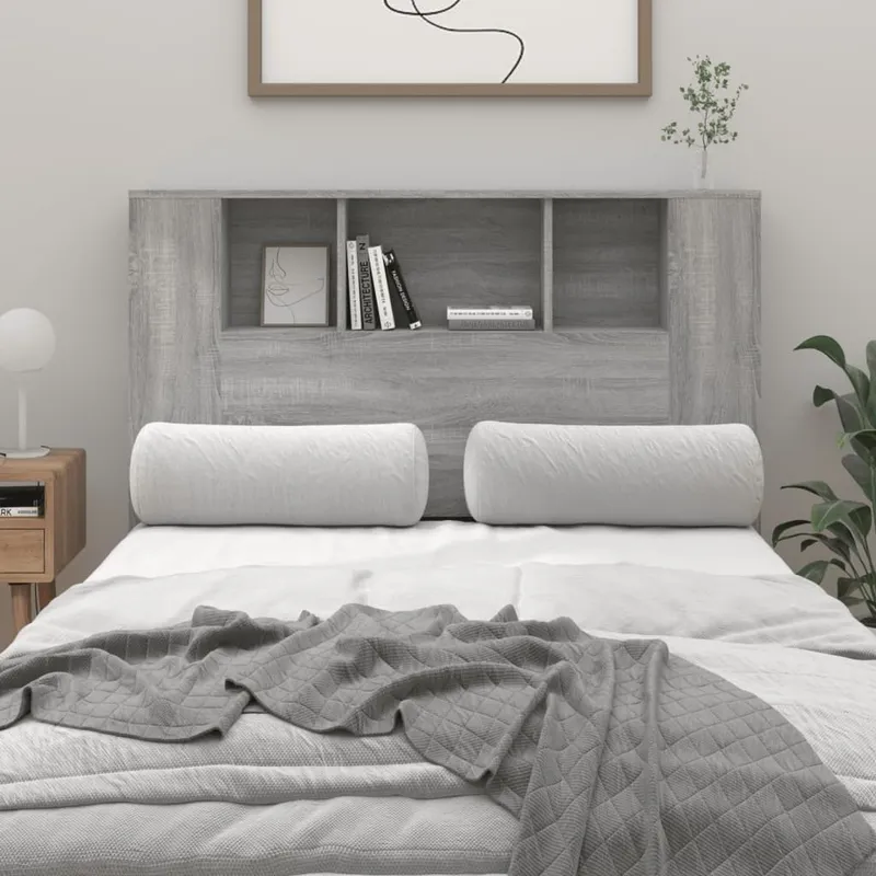 Kopfteil mit Ablagen grigio Sonoma 120x18,5x102,5 cm