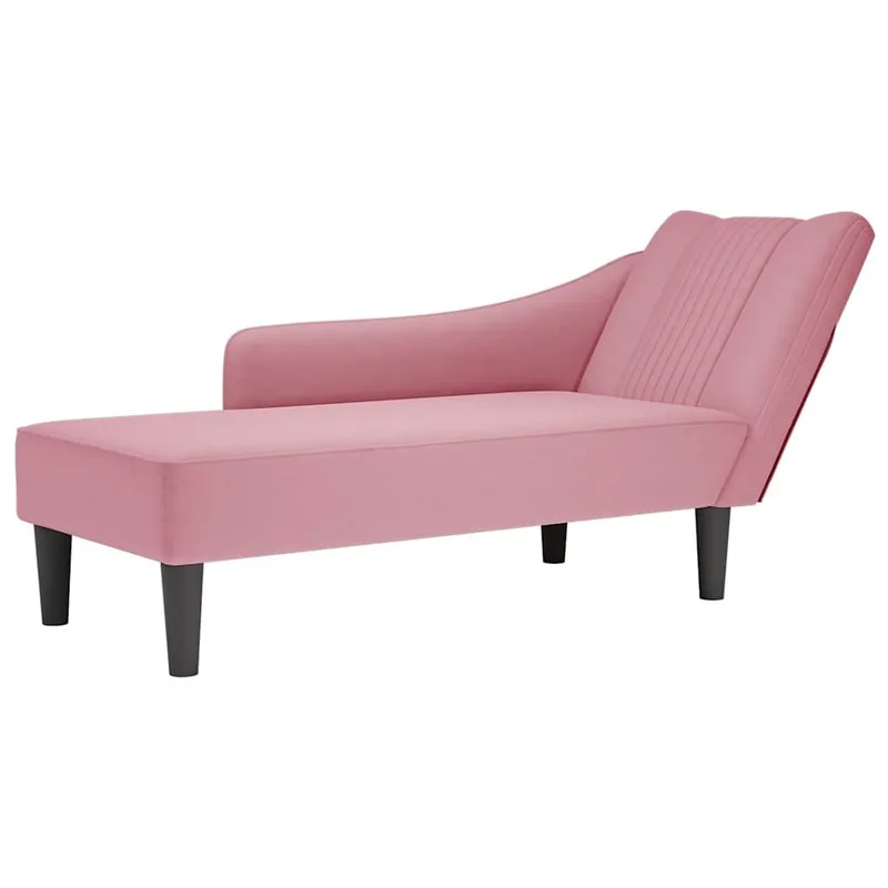 Chaiselongue mit Rechter Armlehne Rosa Samt