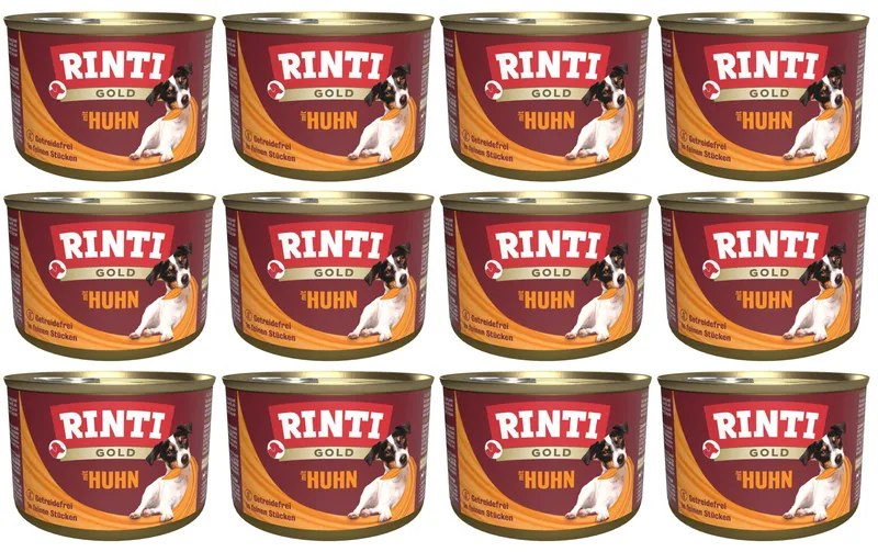 Rinti Nassfutter Dose Gold mit Huhn, 12 x 185 g