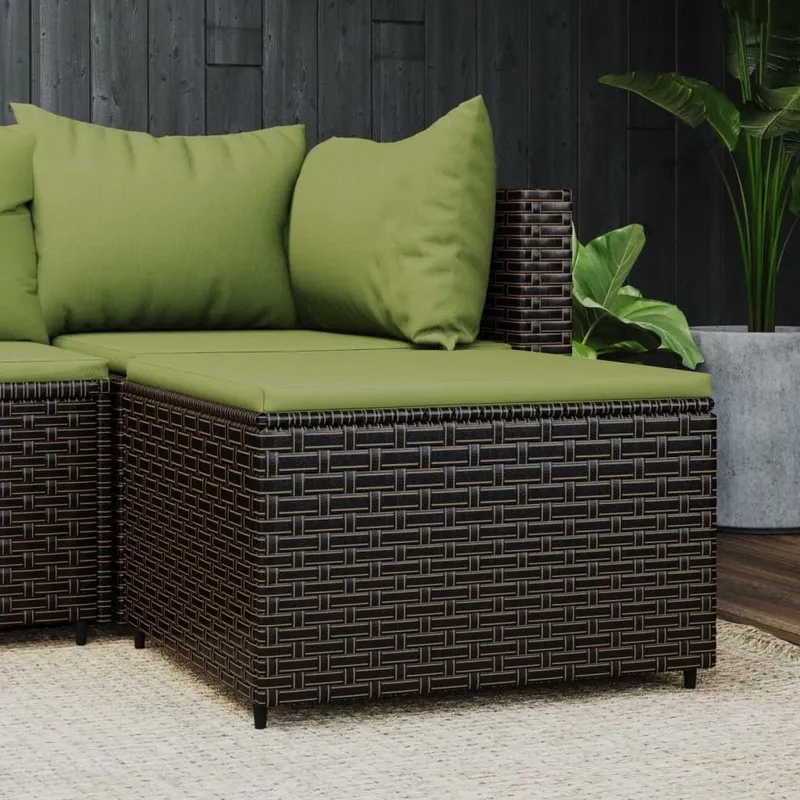 Gartenhocker mit Kissen marrone Poly Rattan