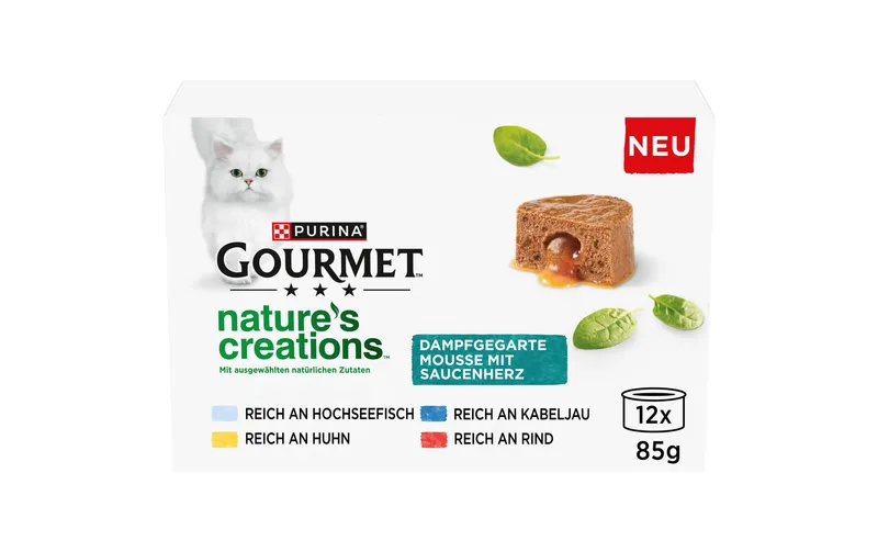 Purina Gourmet Nature's Creations Saucenherz Fleisch and Fisch 12 x 85 g
