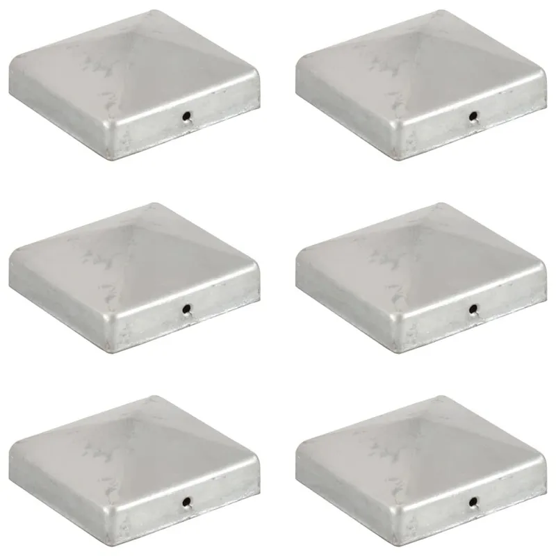 Pfostenkappen 6 Stk. Pyramide Verzinktes Metall 81 x 81 mm