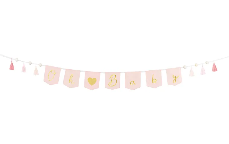 Partydeco Girlande Oh Baby 2.5 m, Gold/Hellrosa