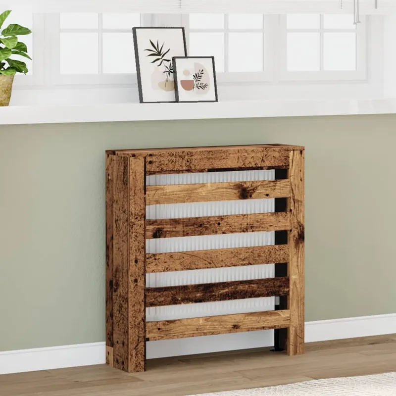 Cache-radiateur vieux bois 78x20x82 cm bois d'ingénierie