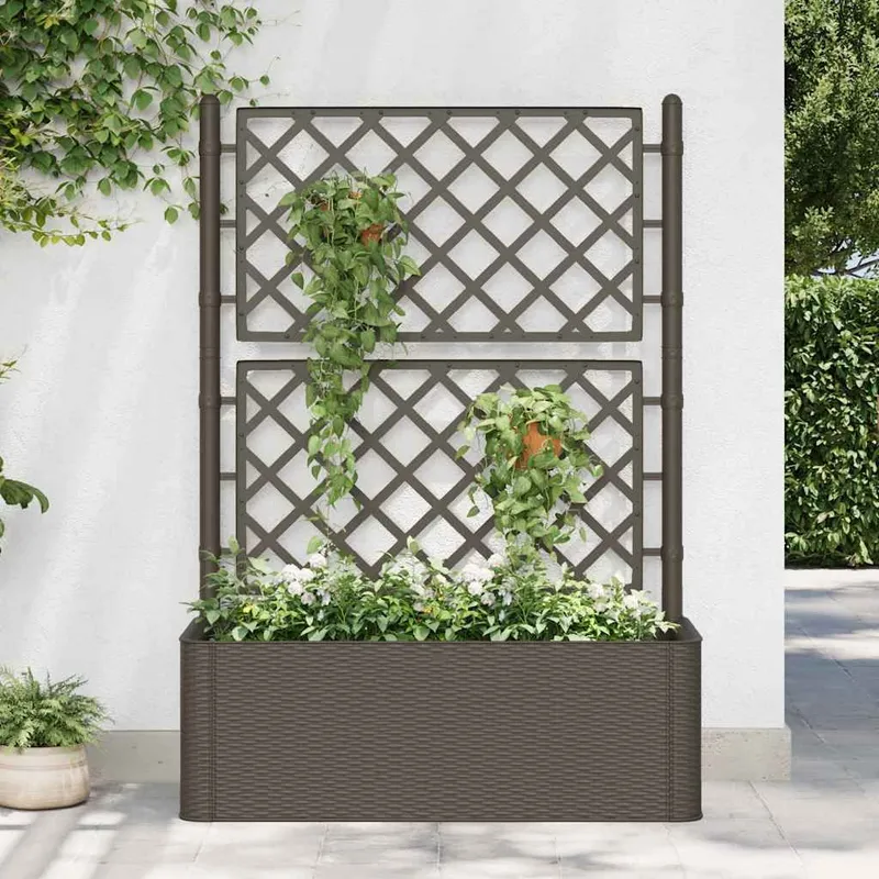 Garten-Hochbeet mit Spalier und Selbstbewässerungssystem Mokka