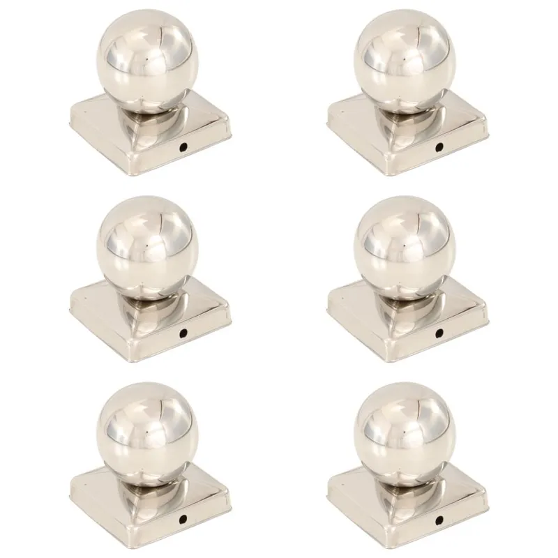 Bouchons de poteau 6 pcs Globe final Acier inoxydable 101x101mm