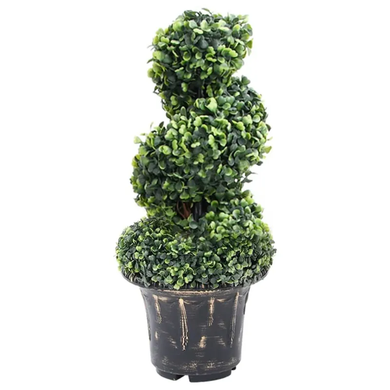 artificiale Buchsbaum mit Topf Spiralform verde 59 cm
