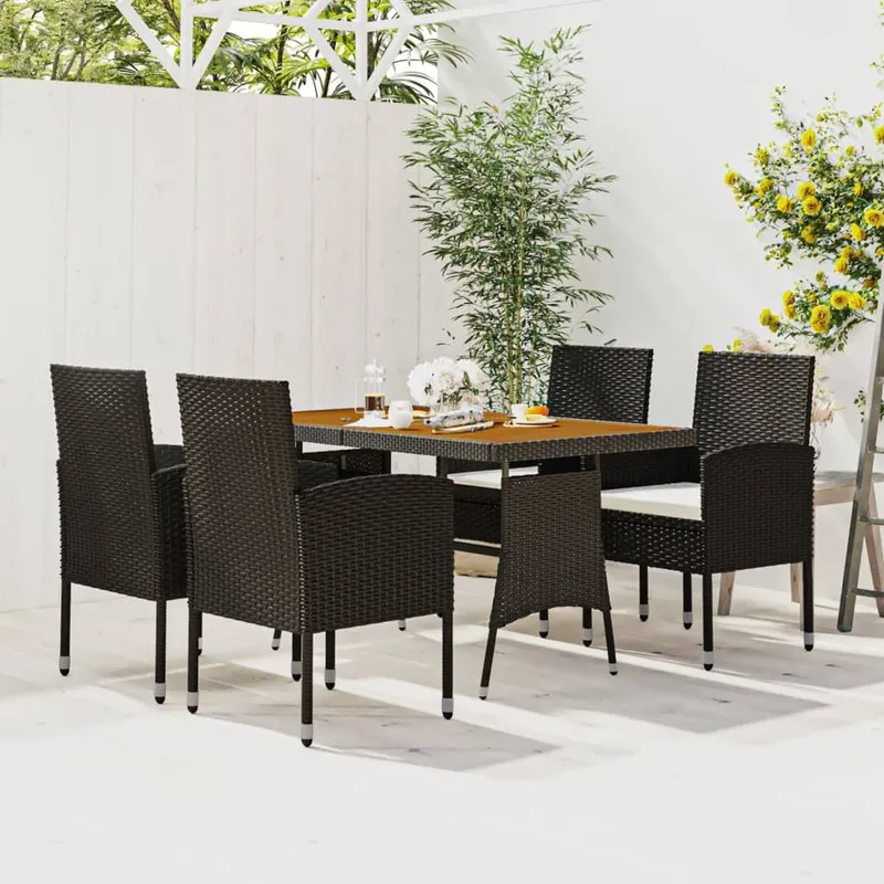 5-tlg. Garten-Essgruppe Poly Rattan nero