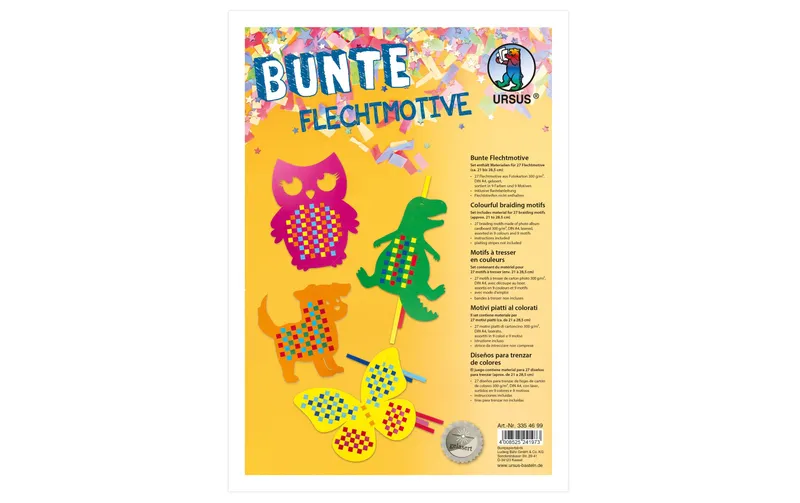 URSUS Bastelpapier Flechtpapier A4, 27 pezzi, multicolore