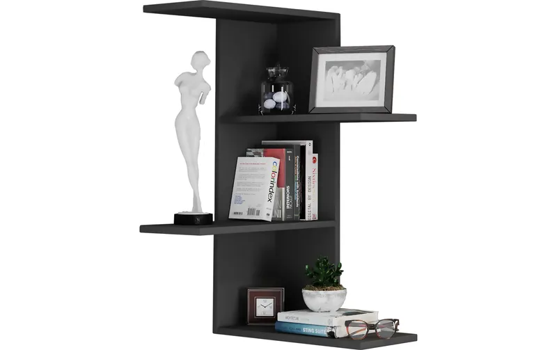VCM Wandregal Balos 77 x 45 cm, Schwarz