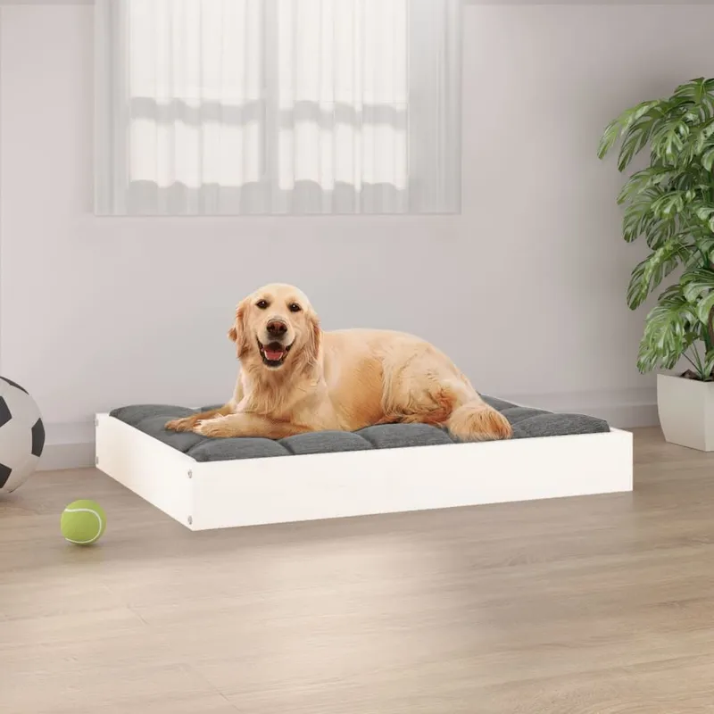 cuccia per cane bianco 71,5x54x9 cm legno massiccio pino