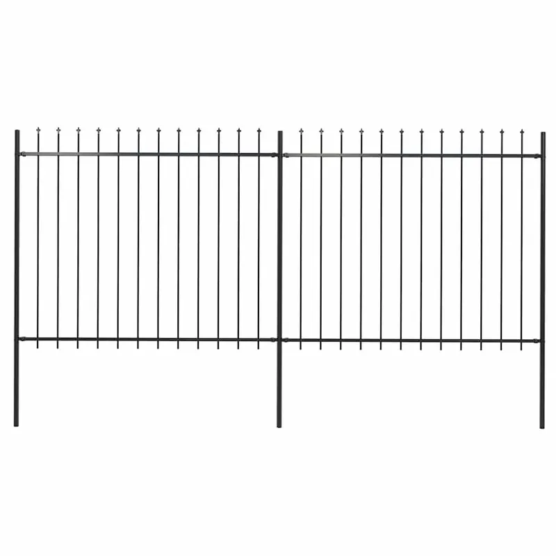 Gartenzaun mit Speerspitze Stahl 337 x 150 cm Schwarz